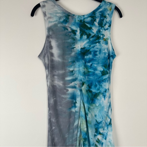 Dyetology Dress Size Small Gray Blue Tie Dye Asymmetrical Beachy Resortwear USA - Picture 6 of 8